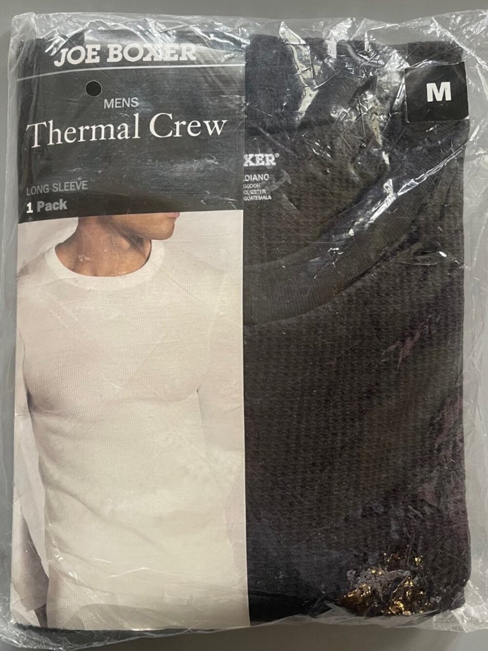 Joe Boxer Mens Medium Black Thermal Crew Long Sleeve Waffle Knit Top NEW Y